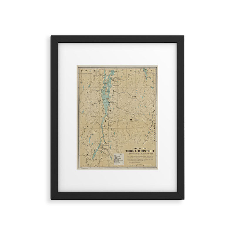 Vintage Lake Champlain Lighthouse Map (1896) Framed Art Print Gallery Image 5