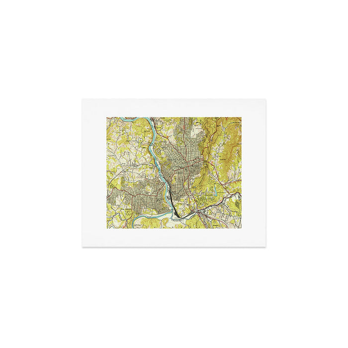 Vintage Map of Asheville North Carolina (1943) Art Print Gallery Image 1