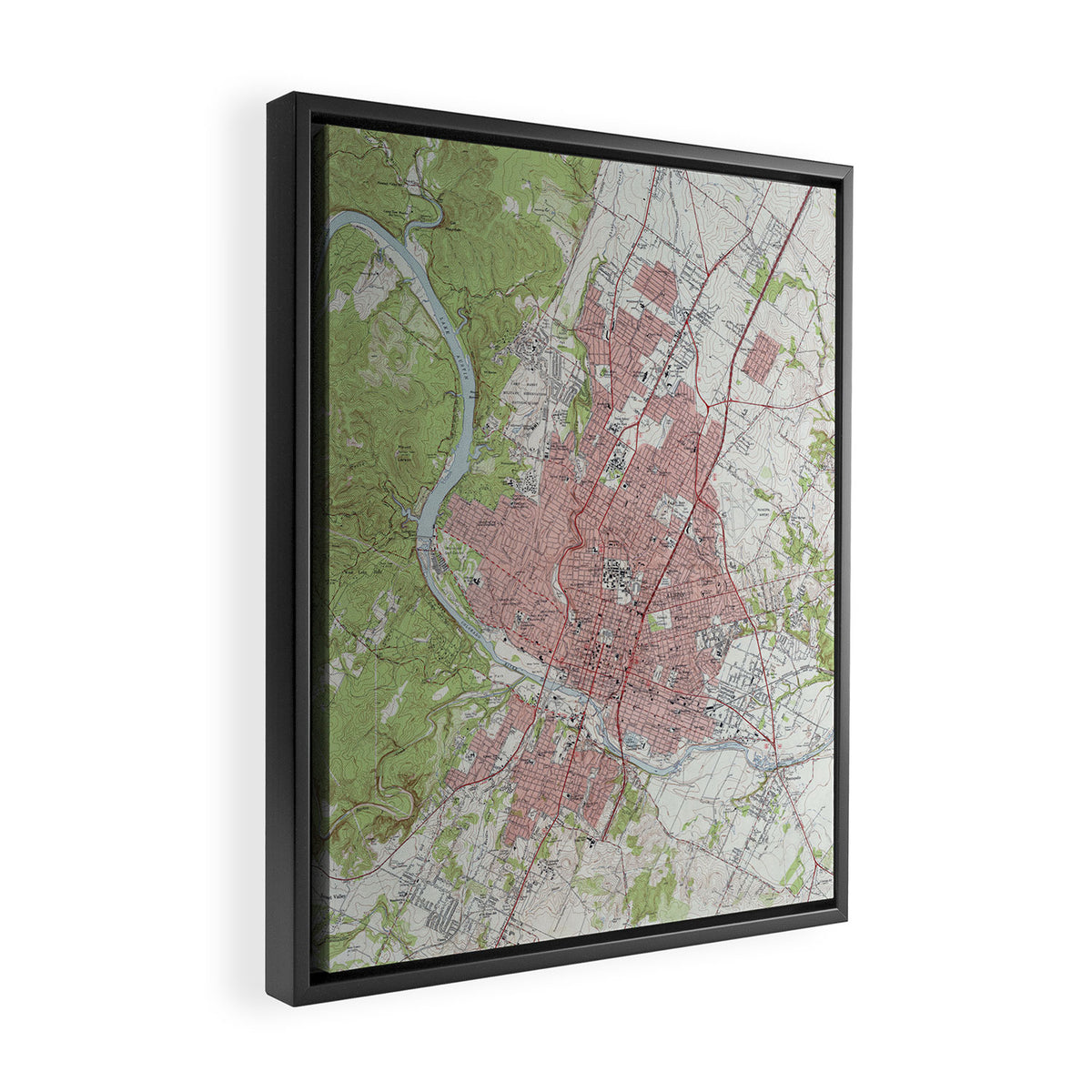 Vintage Map of Austin Texas (1955) Framed Canvas Print Gallery Image 2