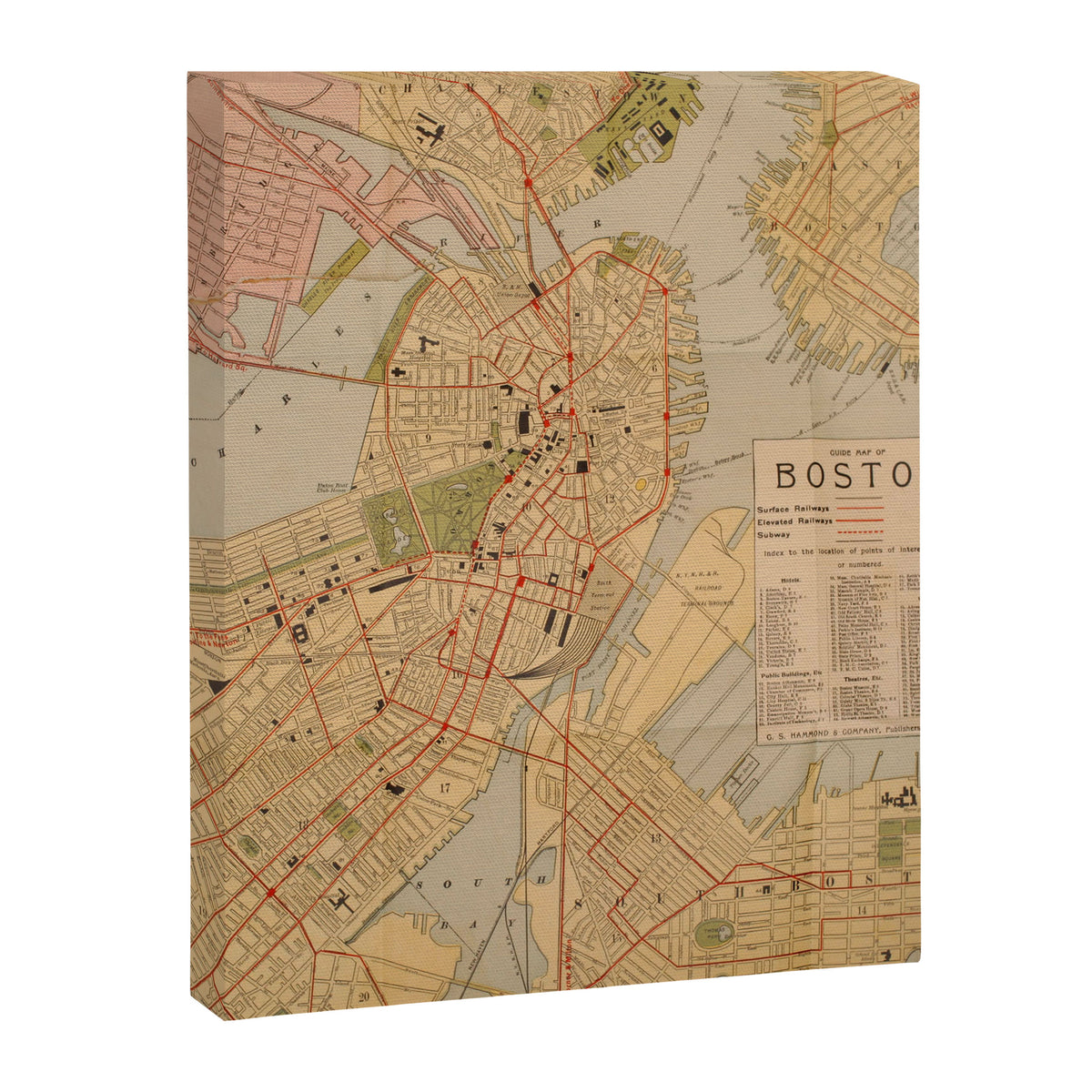 Vintage Map of Boston MA (1902) Canvas Print Gallery Image 6