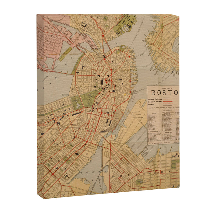Vintage Map of Boston MA (1902) Canvas Print Gallery Image 1