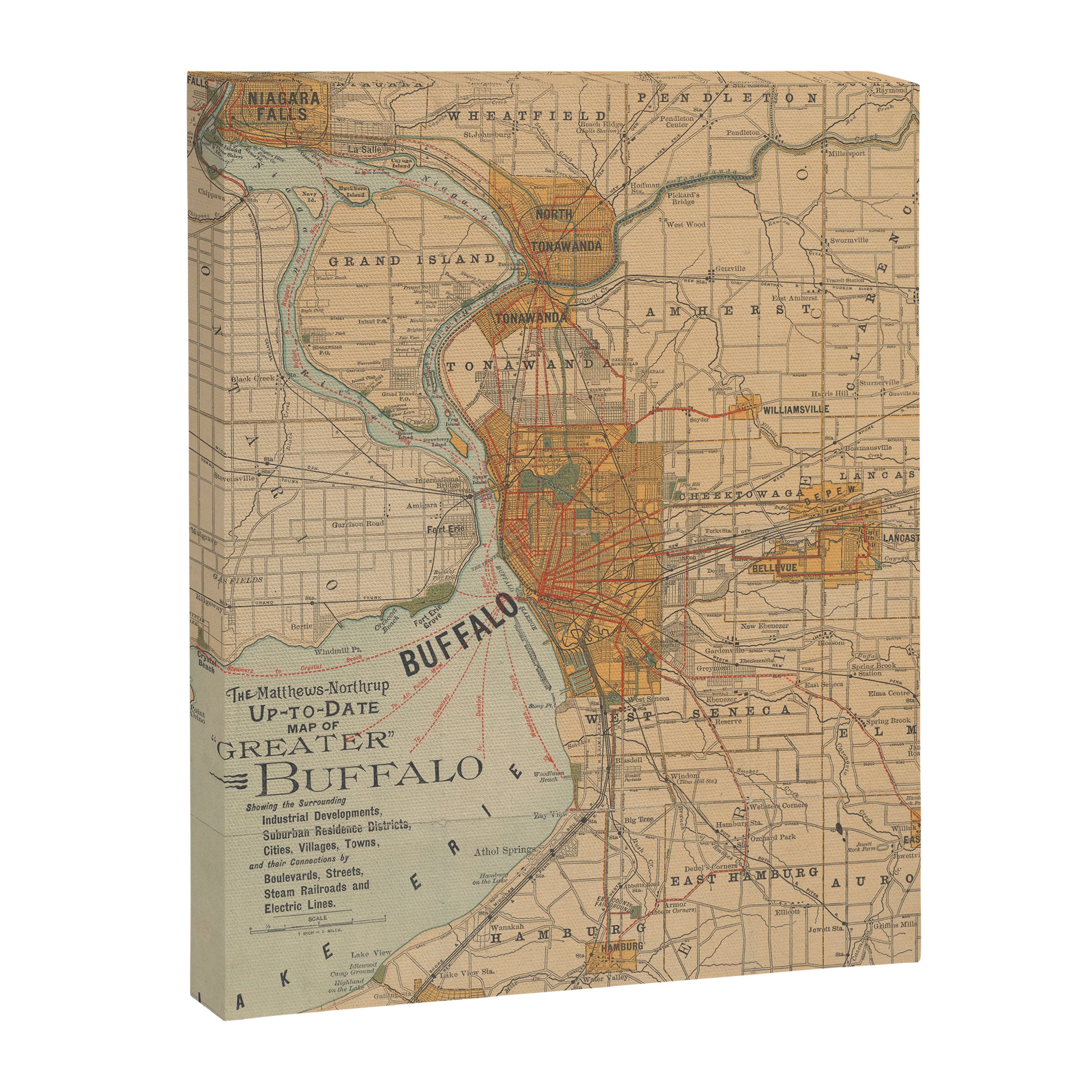 Vintage Map of Buffalo NY (1893) Canvas Print Gallery Image 6