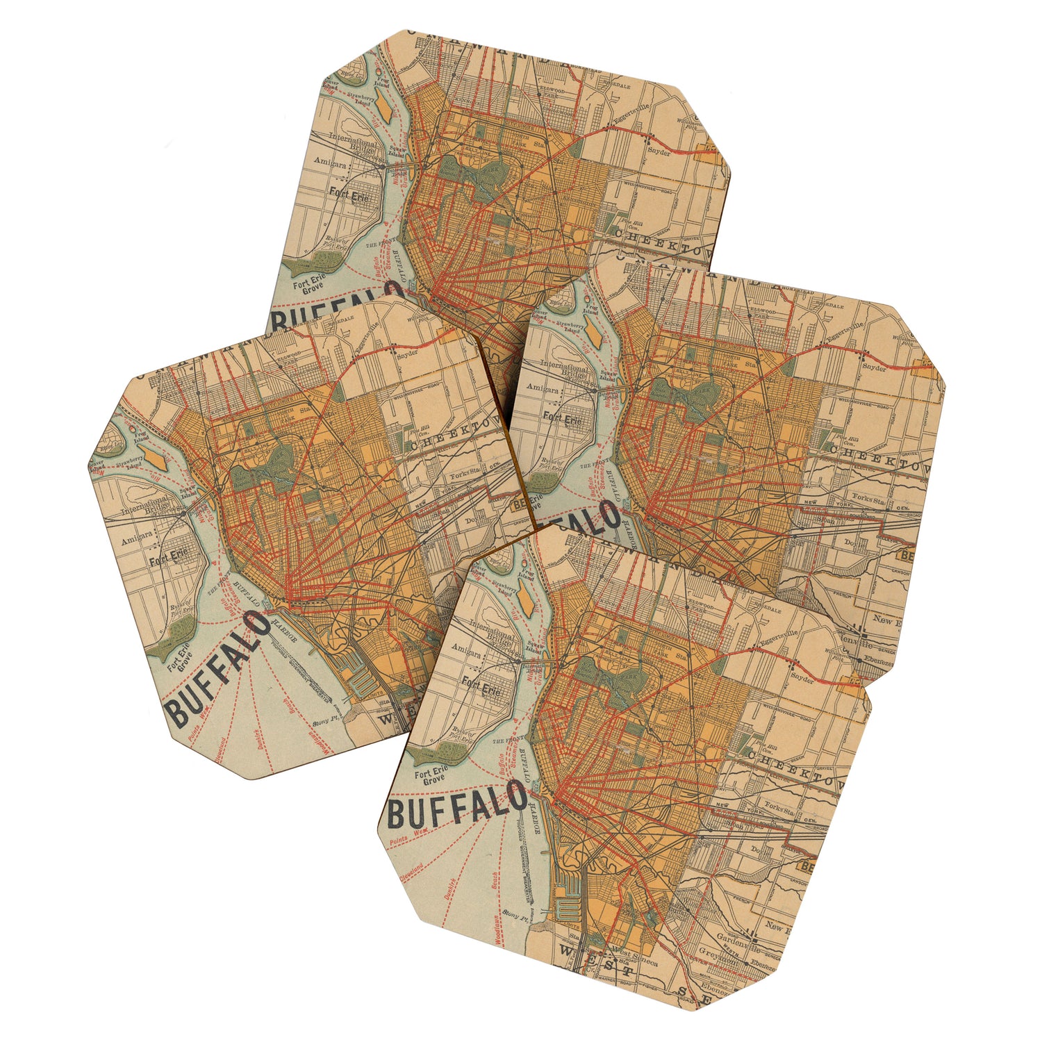 Vintage Map of Buffalo NY (1893) Coaster Gallery Image 1