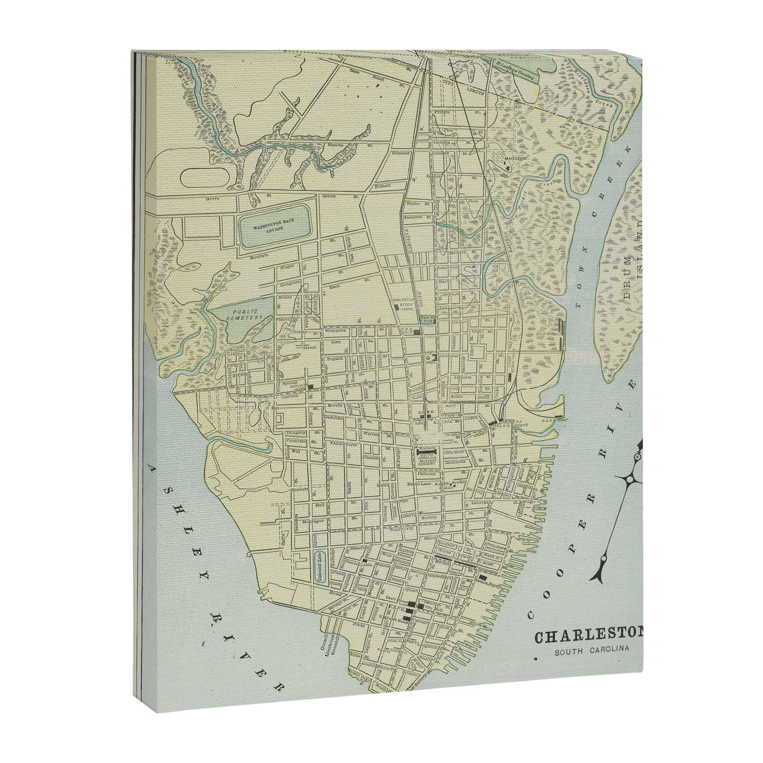 Vintage Map of Charleston SC (1901) Canvas Print Gallery Image 6