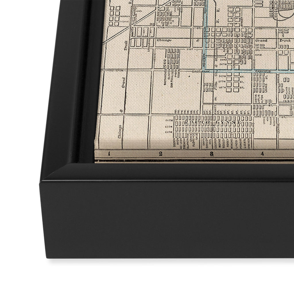 Vintage Map of Chicago (1893) Framed Canvas Print Gallery Image 3