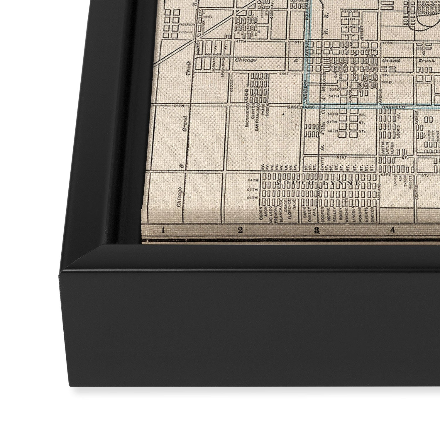 Vintage Map of Chicago (1893) Framed Canvas Print Gallery Image 3