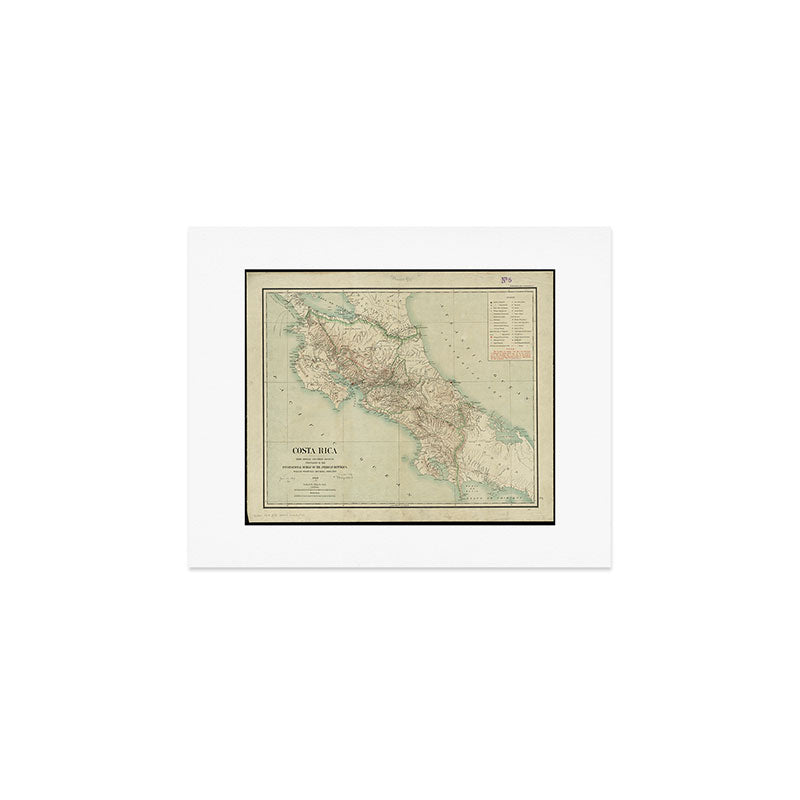 Vintage Map of Costa Rica (1903) Art Print Gallery Image 1