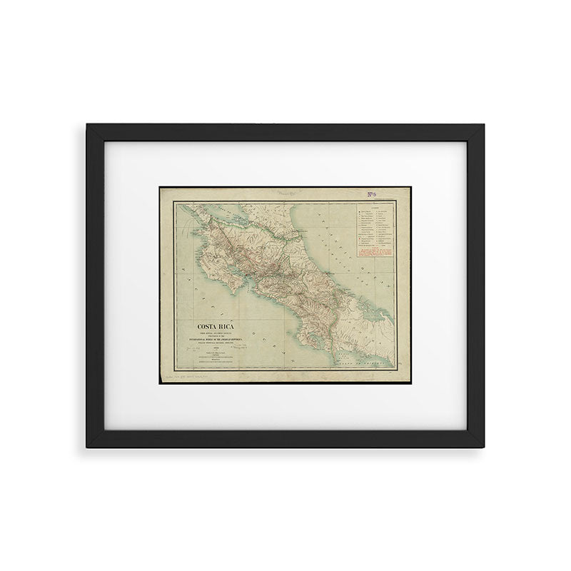 Vintage Map of Costa Rica (1903) Framed Art Print Gallery Image 5