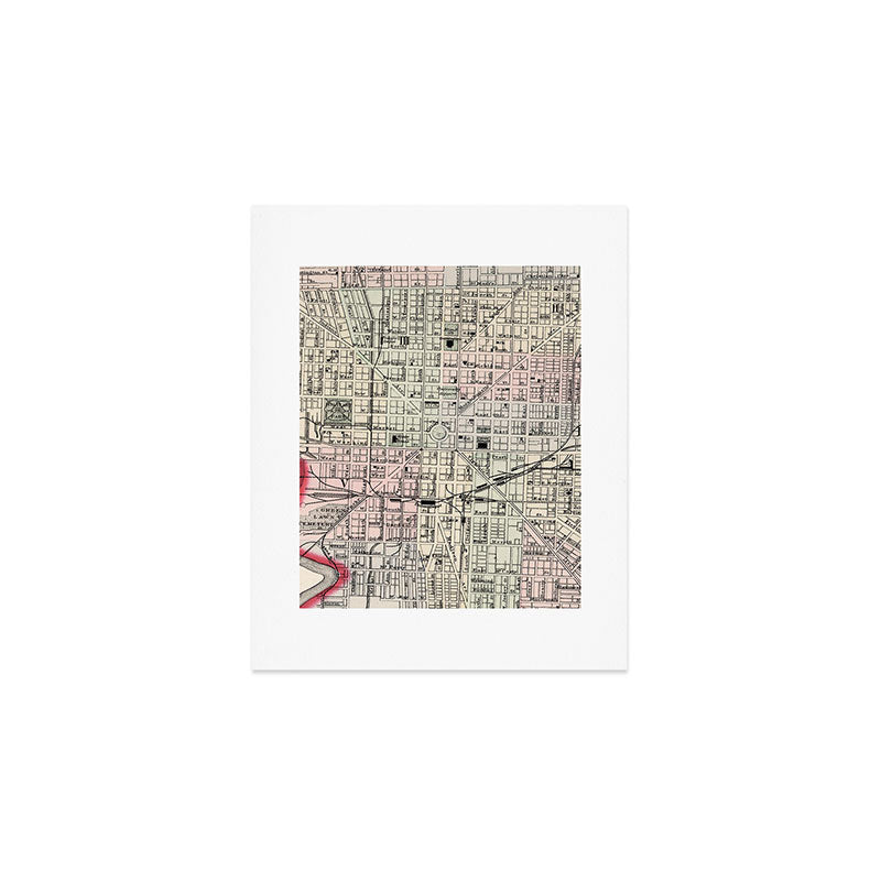 Vintage Map of Indianapolis Indiana (1884) Art Print Gallery Image 1