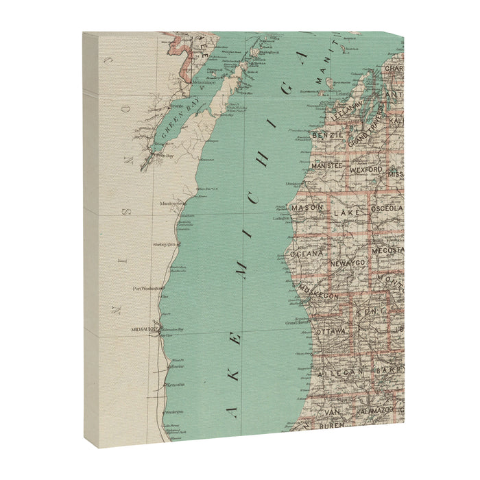 Vintage Map of Lake Michigan (1888) Canvas Print Gallery Image 1