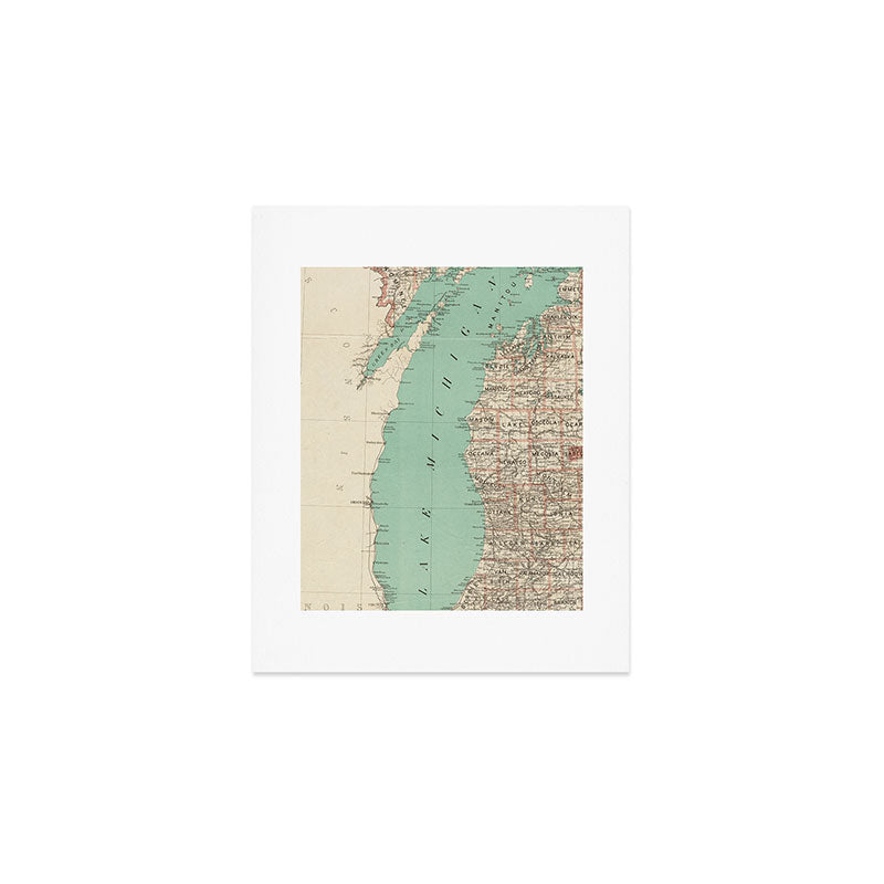Vintage Map of Lake Michigan (1888) Art Print Gallery Image 1