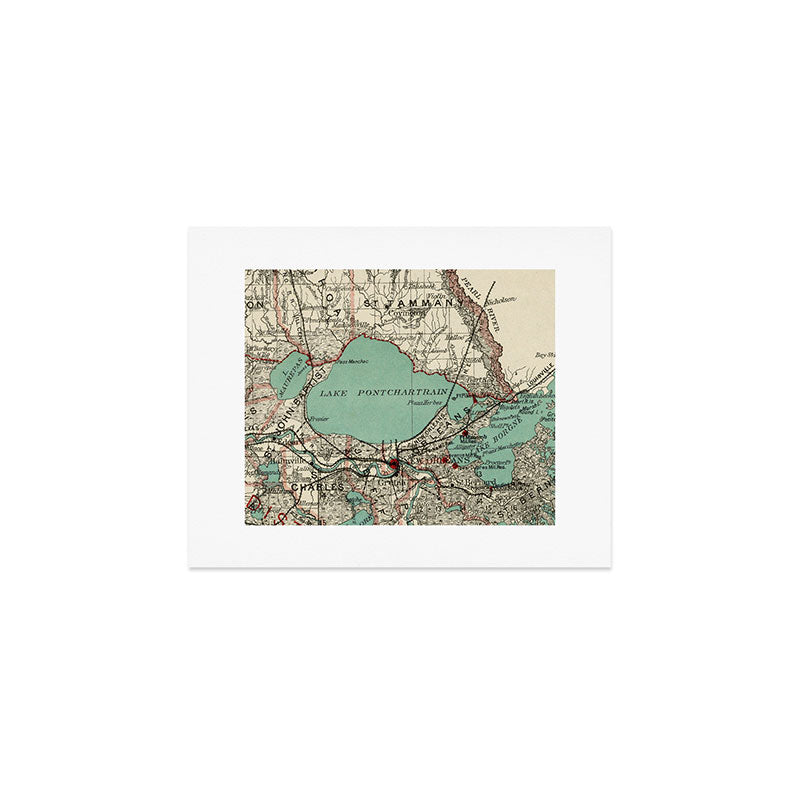 Vintage Map of Lake Pontchartrain (1887) Art Print Gallery Image 1