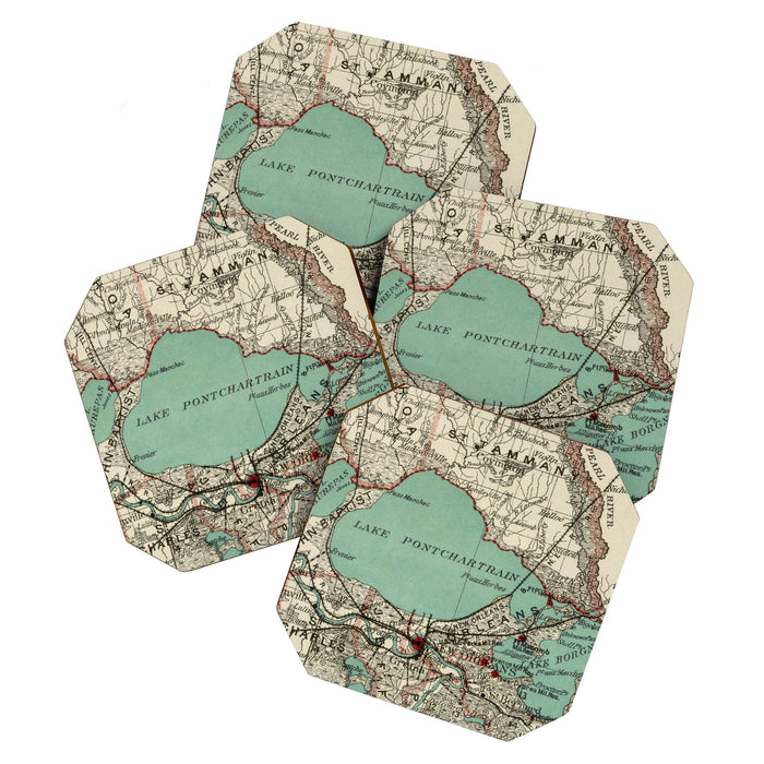 Vintage Map of Lake Pontchartrain (1887) Coaster Gallery Image 1