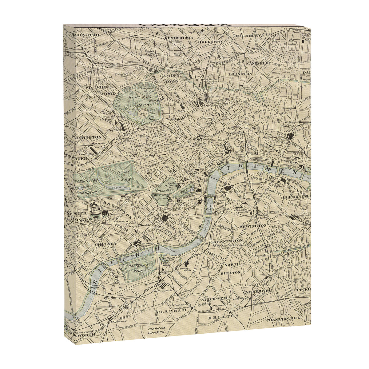 Vintage Map of London England (1901) Canvas Print Gallery Image 6