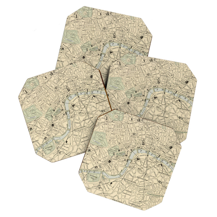 Vintage Map of London England (1901) Coaster Gallery Image 1