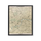 Vintage Map of London England (1901) Framed Canvas Print Gallery Image 6