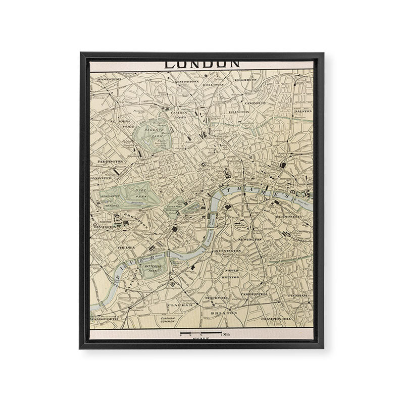 Vintage Map of London England (1901) Framed Canvas Print Gallery Image 6