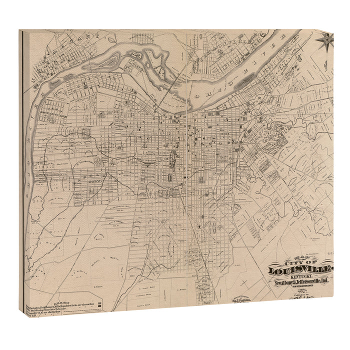 Vintage Map of Louisville Kentucky (1873) Canvas Print Gallery Image 1