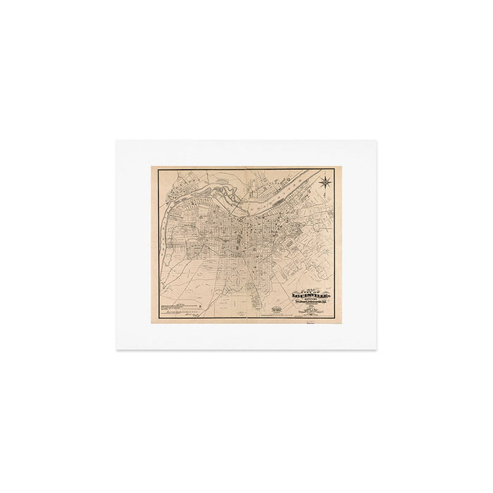 Vintage Map of Louisville Kentucky (1873) Art Print Gallery Image 1