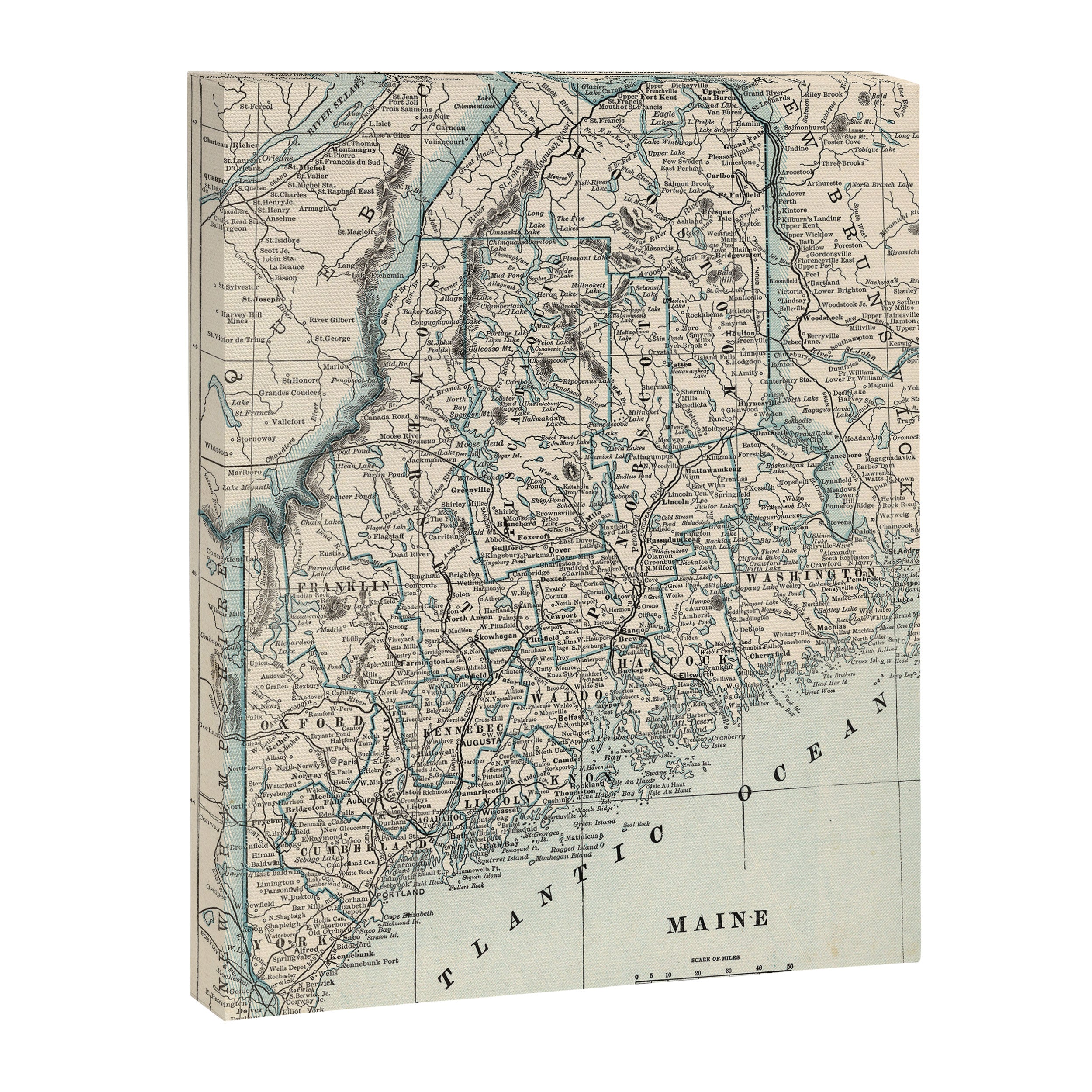 Vintage Map of Maine (1893) Canvas Print Gallery Image 6