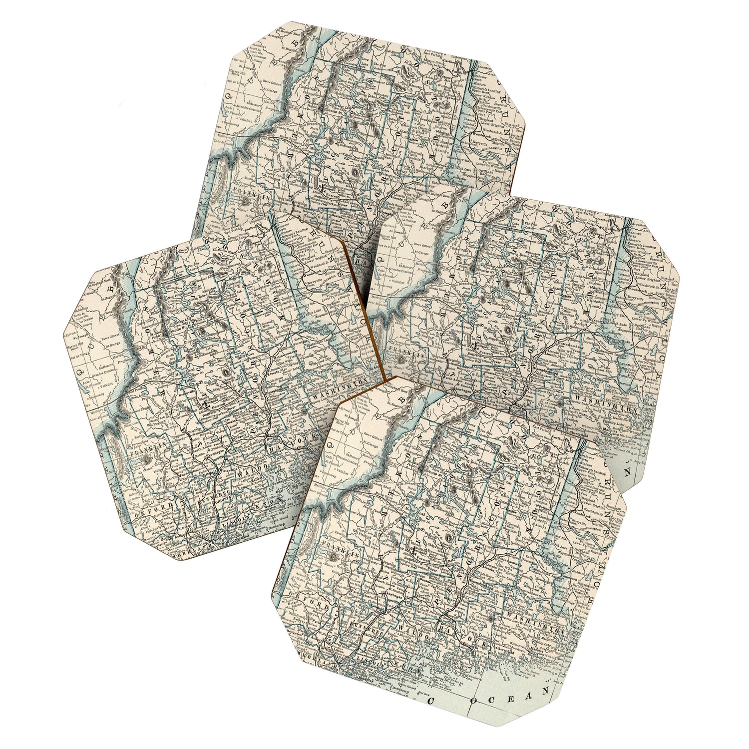 Vintage Map of Maine (1893) Coaster Gallery Image 1