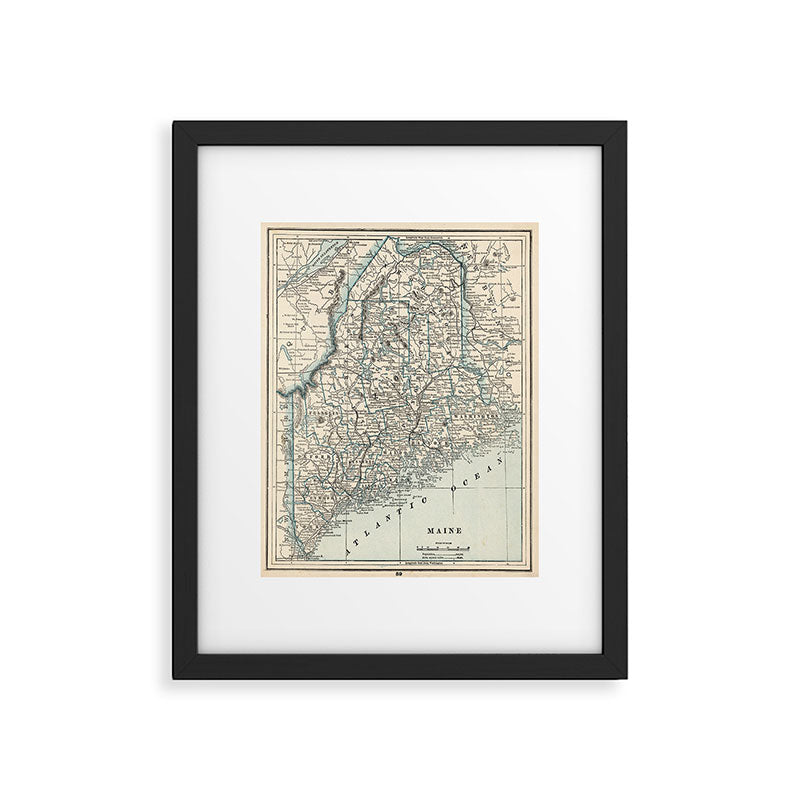 Vintage Map of Maine (1893) Framed Art Print Gallery Image 5