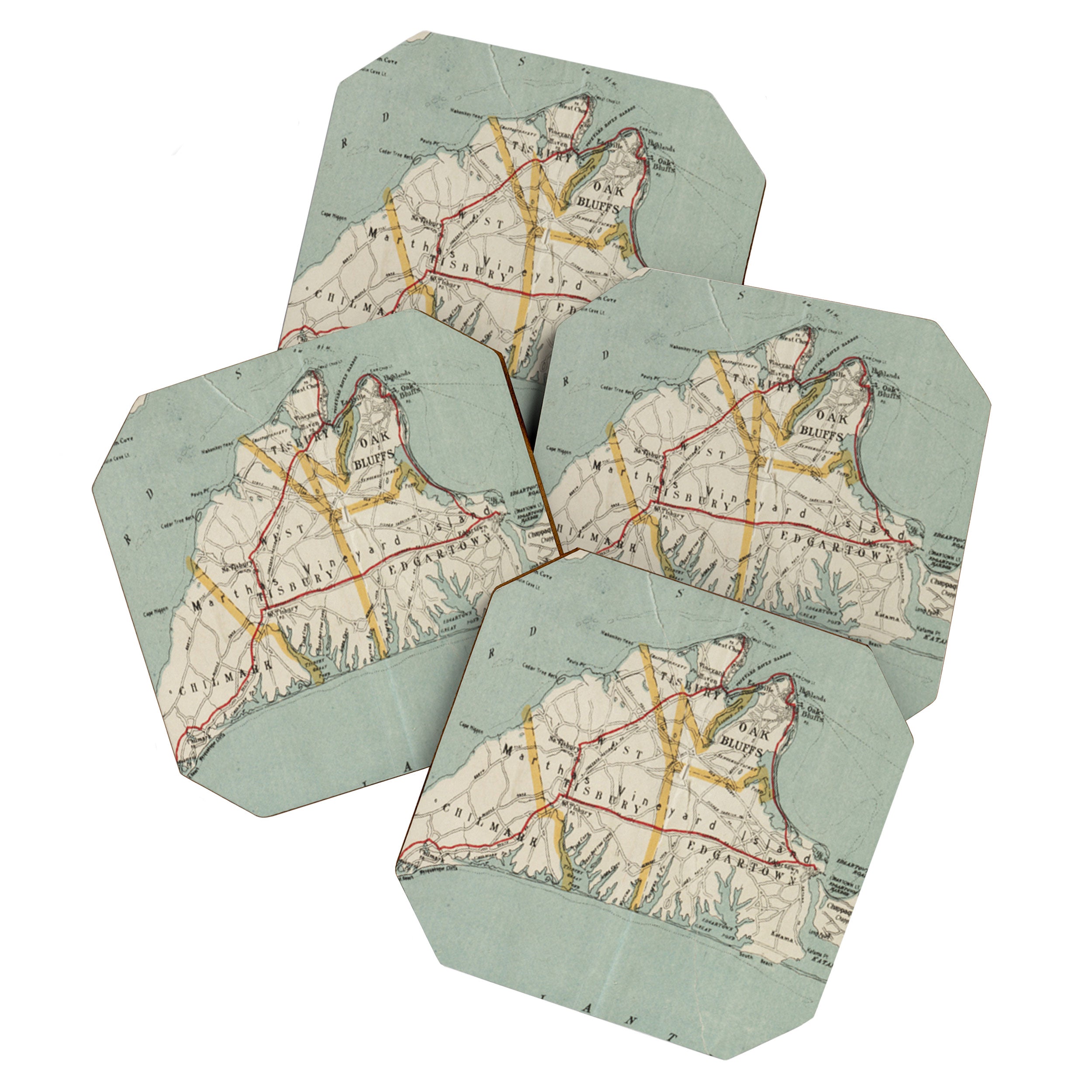 Vintage Map of Martha's Vineyard (1917) Coaster Gallery Image 1