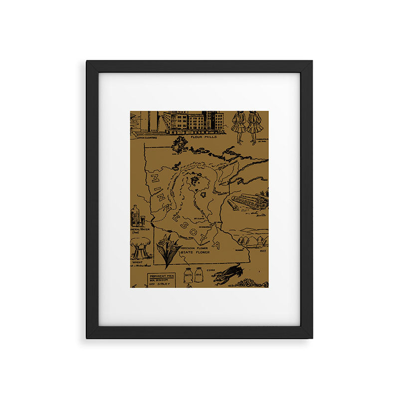 Vintage Map of Minnesota (1912) - Tan Framed Art Print Gallery Image 5