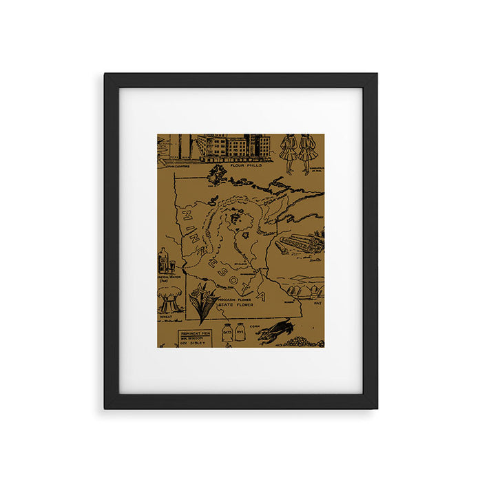 Vintage Map of Minnesota (1912) - Tan Framed Art Print Gallery Image 1
