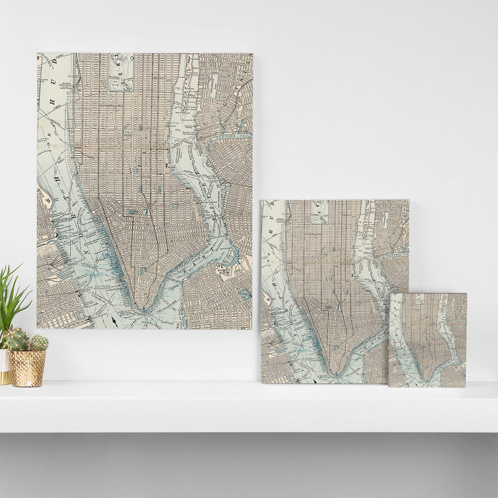 Vintage Map of New York City (1893) Canvas Print Gallery Image 3