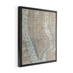 Vintage Map of New York City (1893) Framed Canvas Print Gallery Image 2