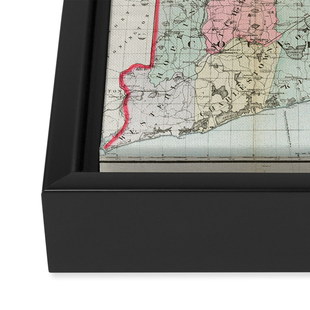 Vintage Map of Rhode Island (1887) Framed Canvas Print Gallery Image 3