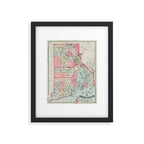 Vintage Map of Rhode Island (1887) Framed Art Print Gallery Image 5