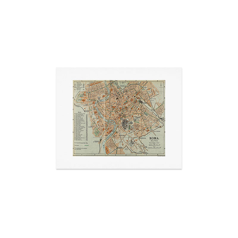 Vintage Map of Rome Italy (1911) Art Print Gallery Image 1