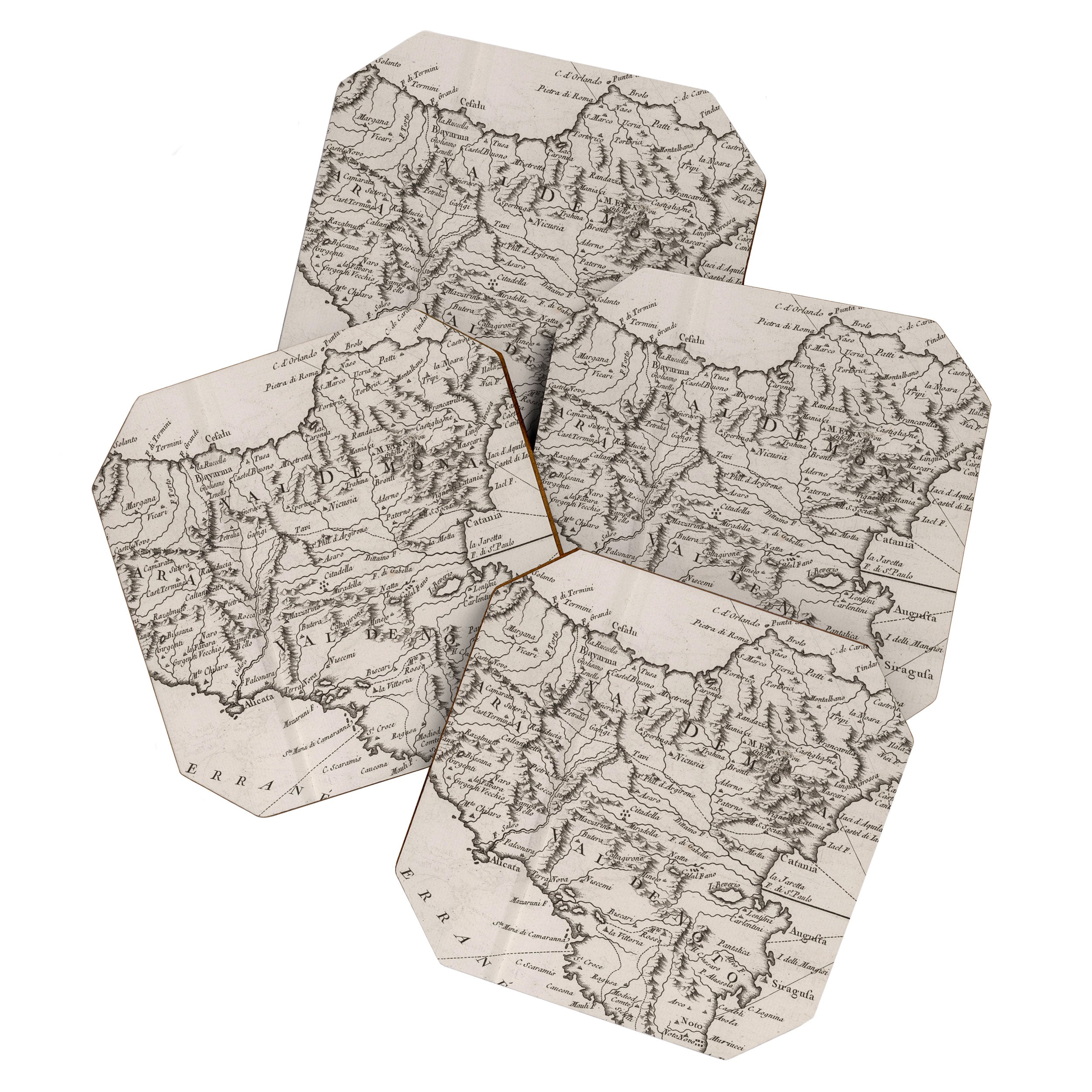 Vintage Map of Sicily Italy (1764) Coaster Gallery Image 1