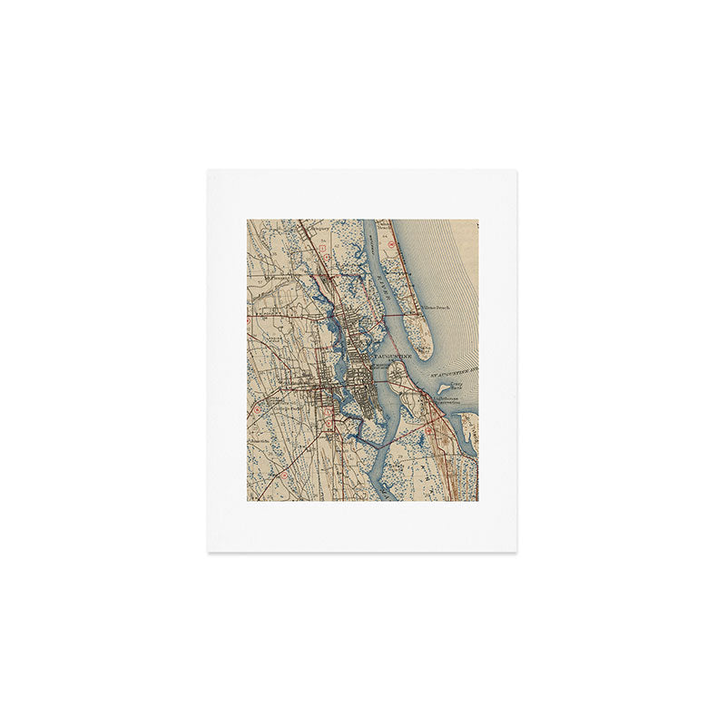 Vintage Map of St. Augustine Florida (1937) Art Print Gallery Image 1