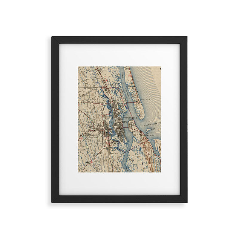 Vintage Map of St. Augustine Florida (1937) Framed Art Print Gallery Image 5