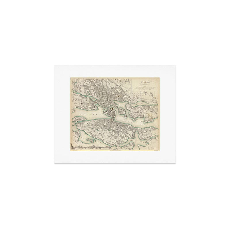 Vintage Map of Stockholm Sweden (1838) Art Print Gallery Image 1