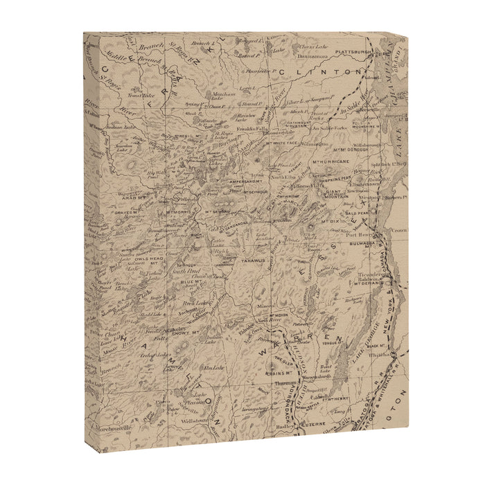Vintage Map of The Adirondack Mountains (1874) Canvas Print Gallery Image 1