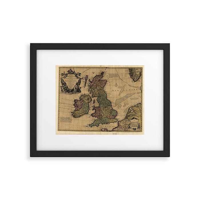 Vintage Map of The British Isles (1700s) Framed Art Print Gallery Image 1