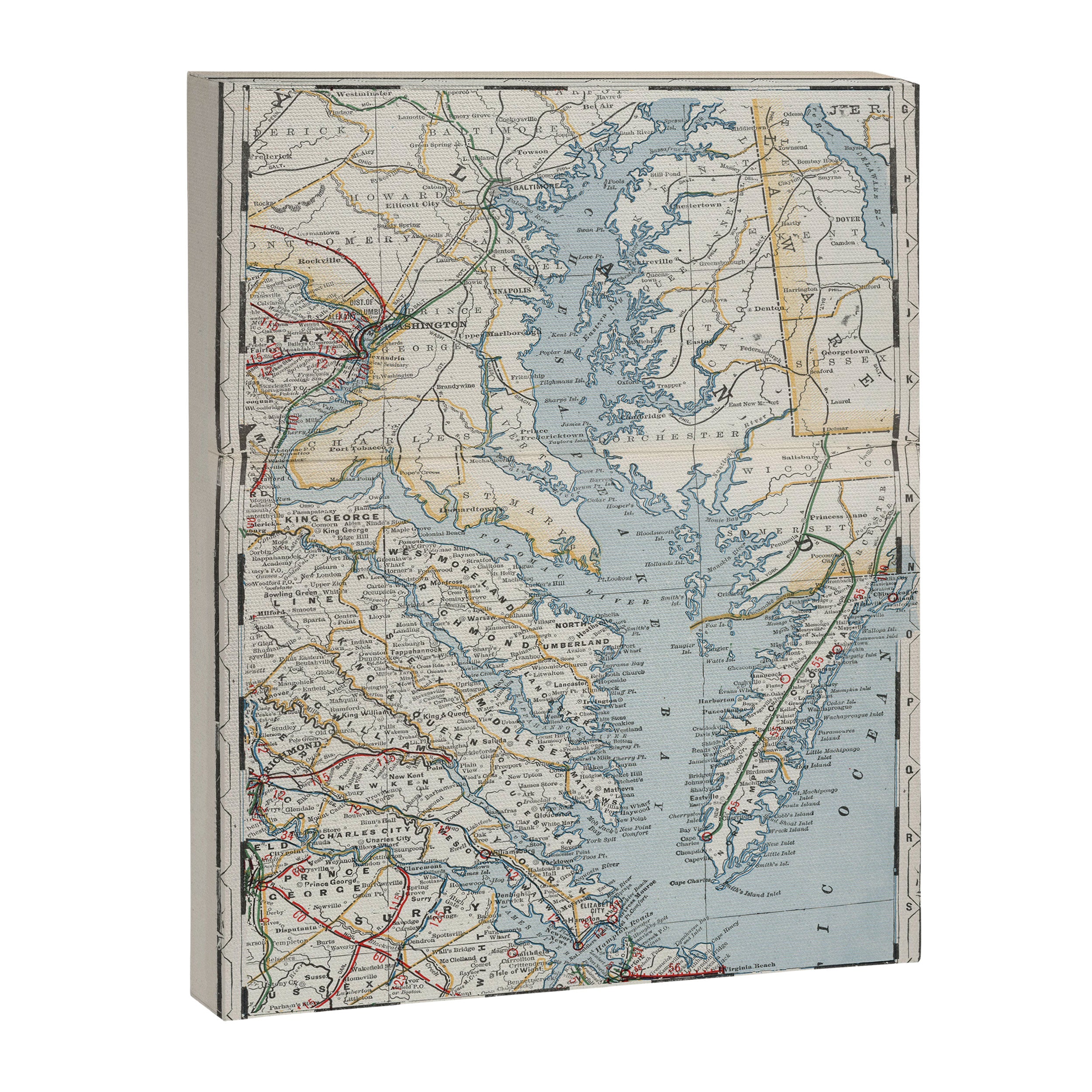 Vintage Map of the Chesapeake Bay (1901) Canvas Print Gallery Image 6
