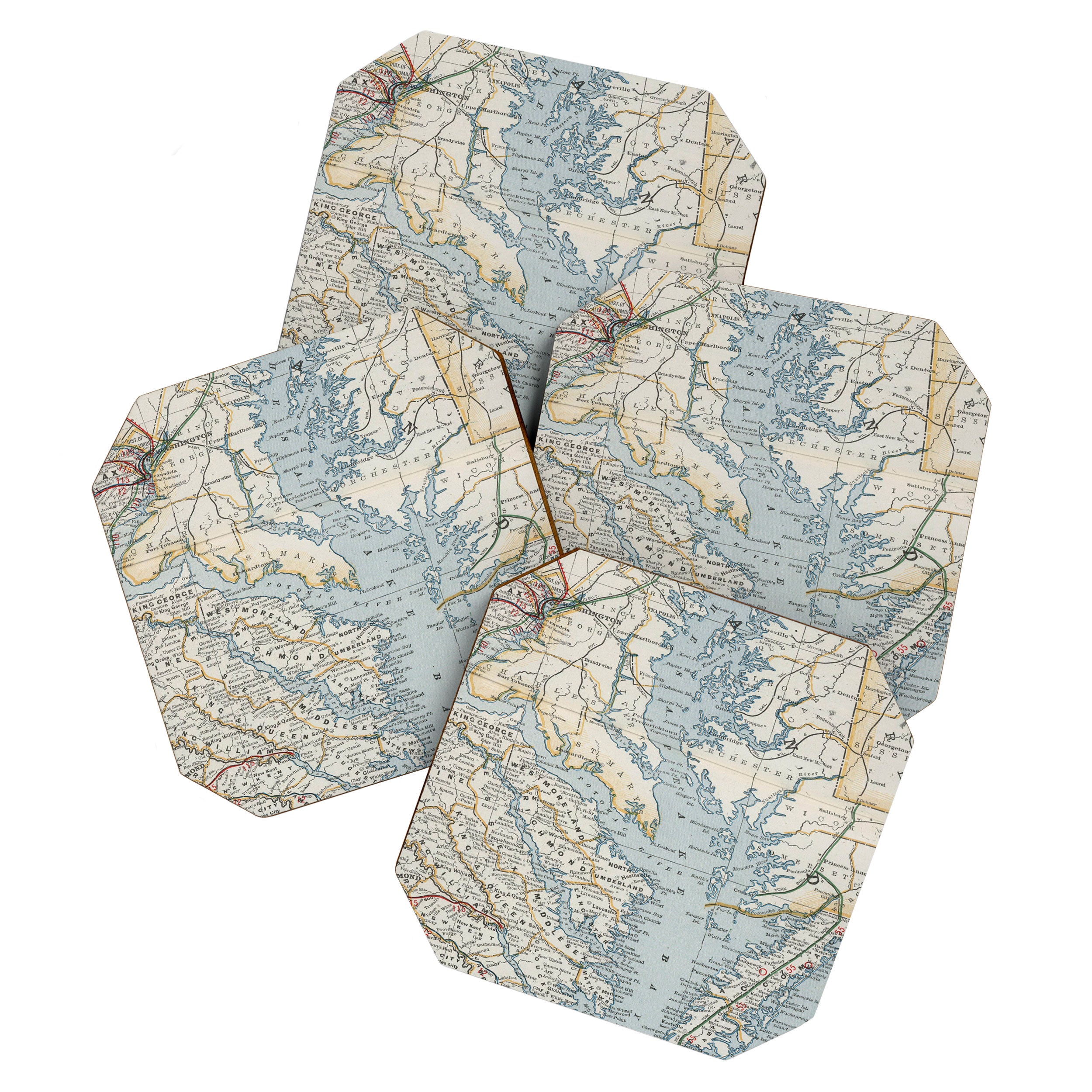 Vintage Map of the Chesapeake Bay (1901) Coaster Gallery Image 1