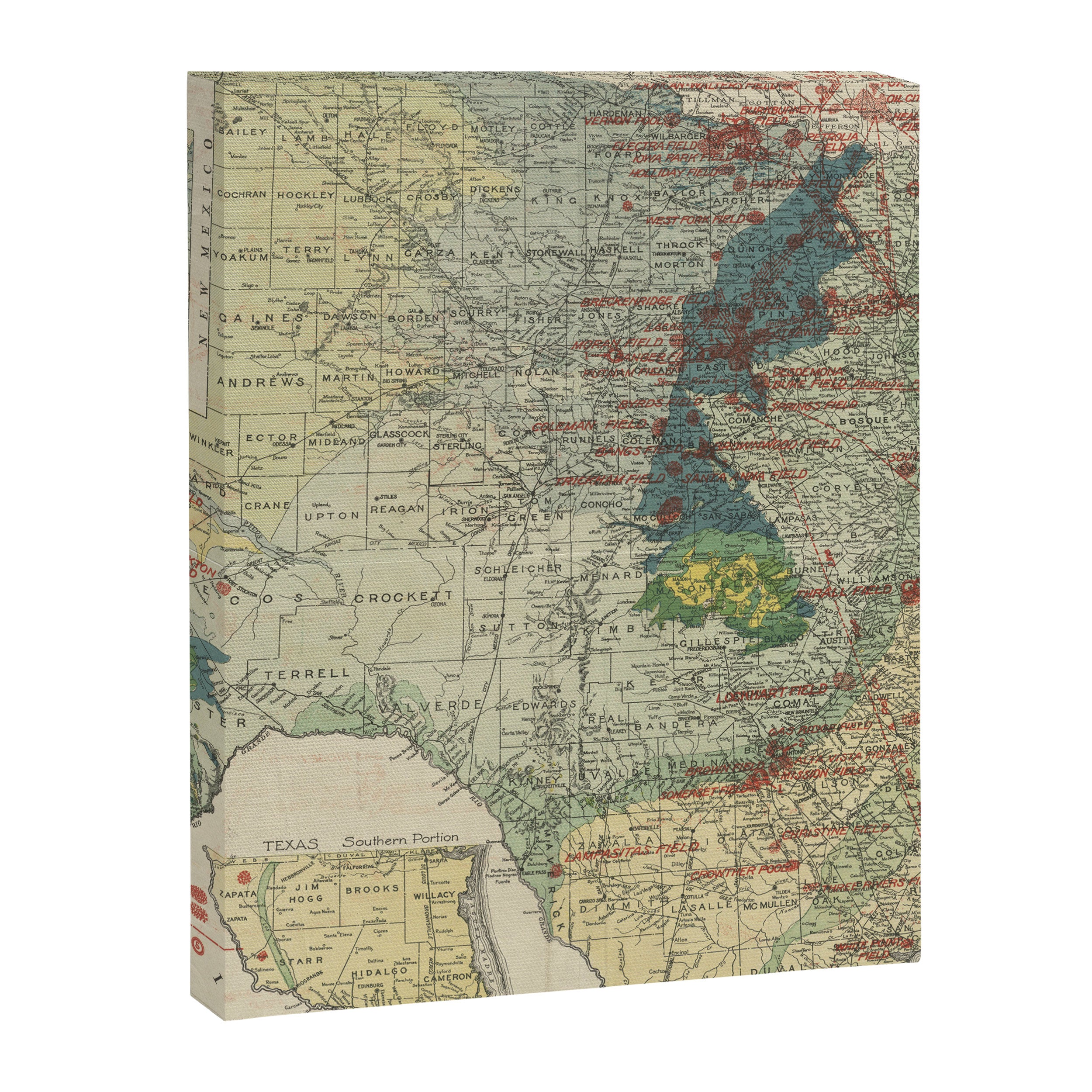 Vintage Map of The Texas Oil and Gas Fields (1920) Canvas Print Gallery Image 6
