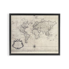 Vintage Map of The World (1750) Framed Canvas Print Gallery Image 2