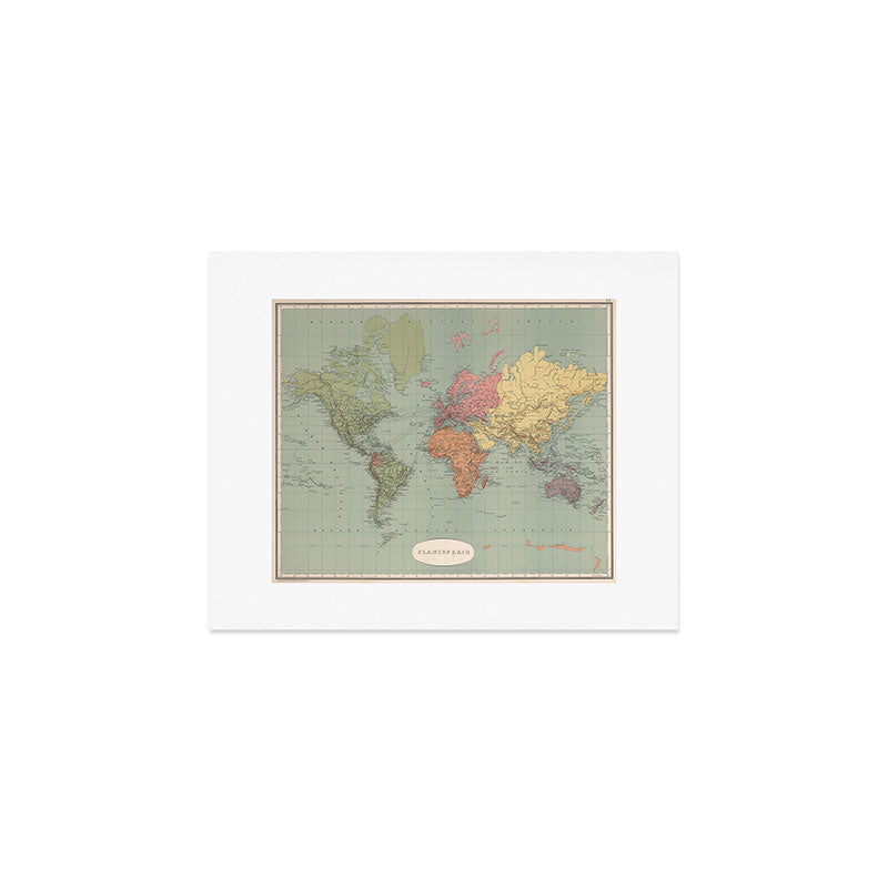 Vintage Map of The World (1889) Art Print Gallery Image 1
