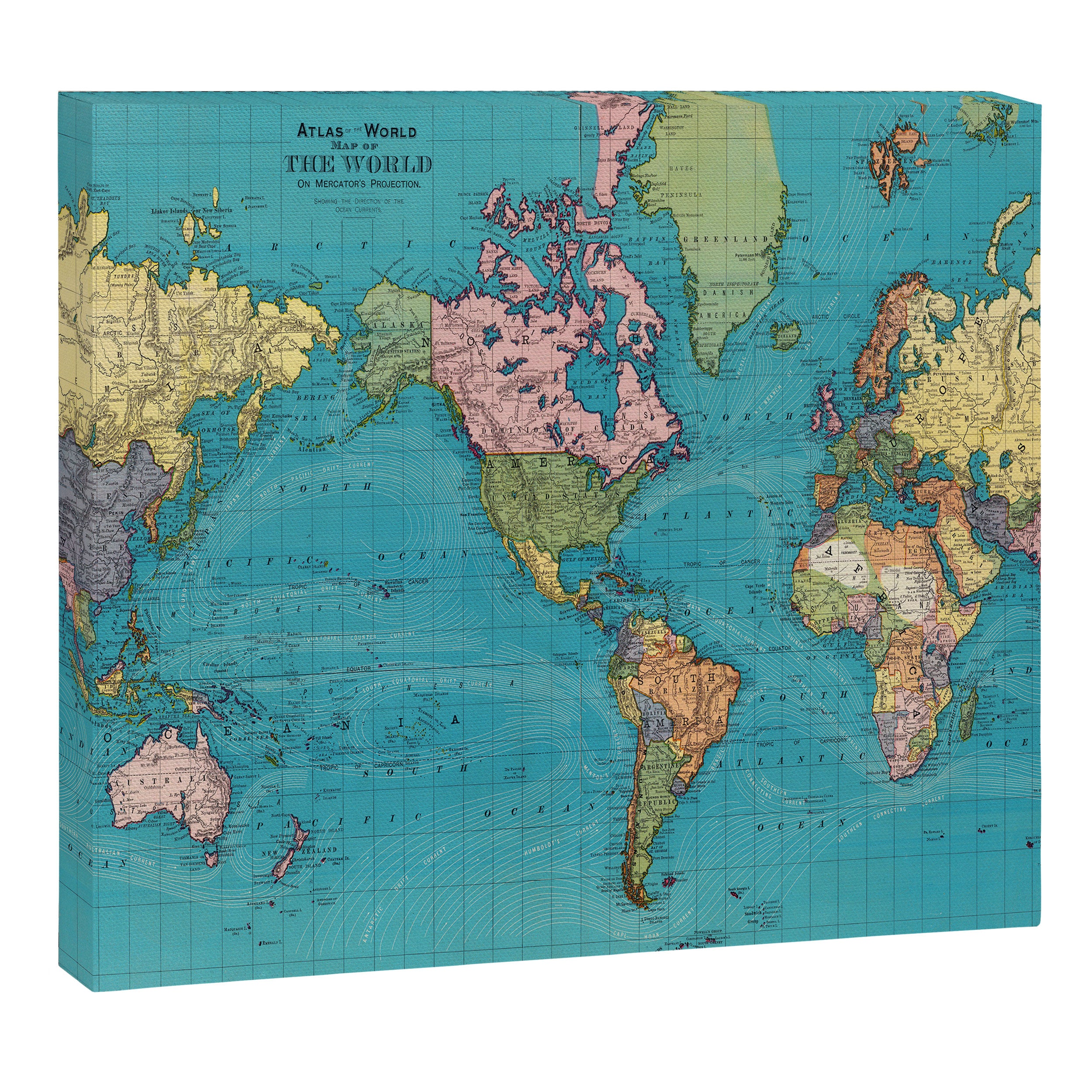 Vintage Map of The World (1897) Canvas Print Gallery Image 12