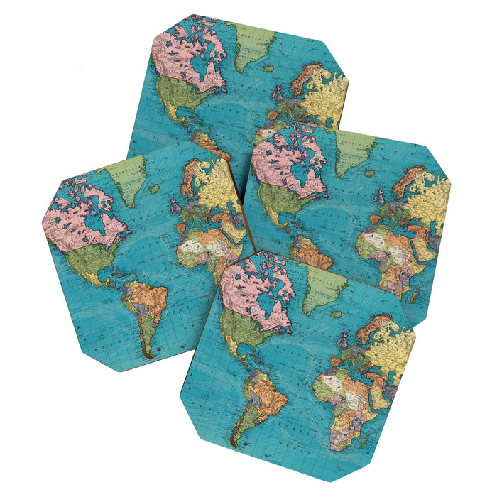 Vintage Map of The World (1897) Coaster Gallery Image 1