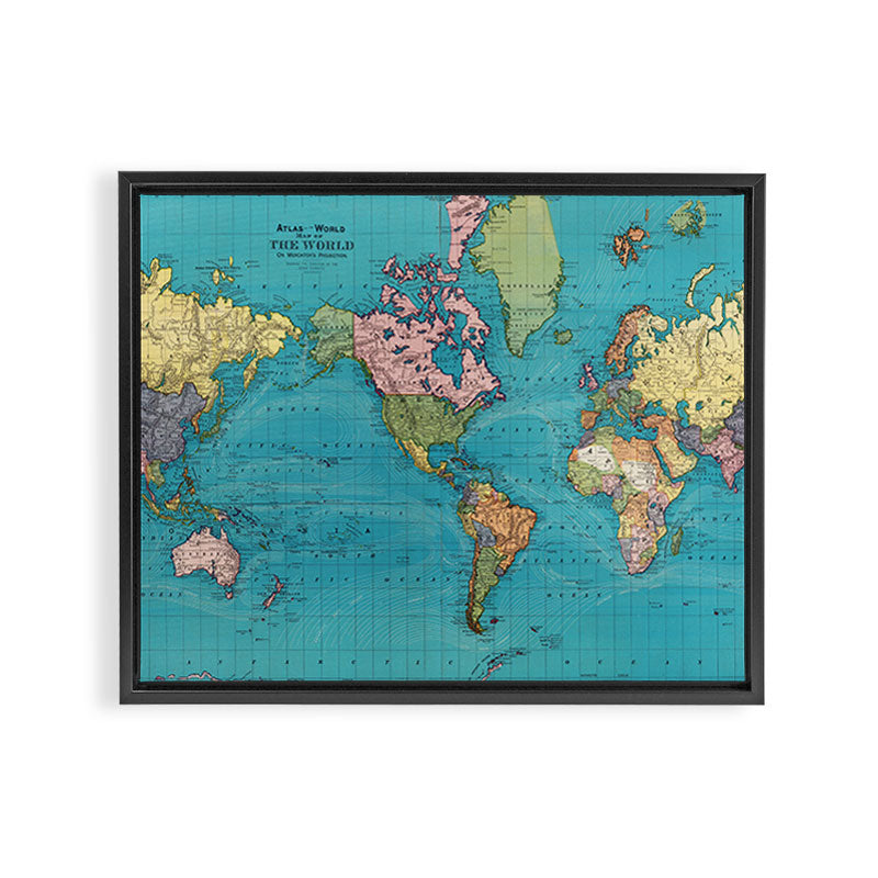 Vintage Map of The World (1897) Framed Canvas Print Gallery Image 2