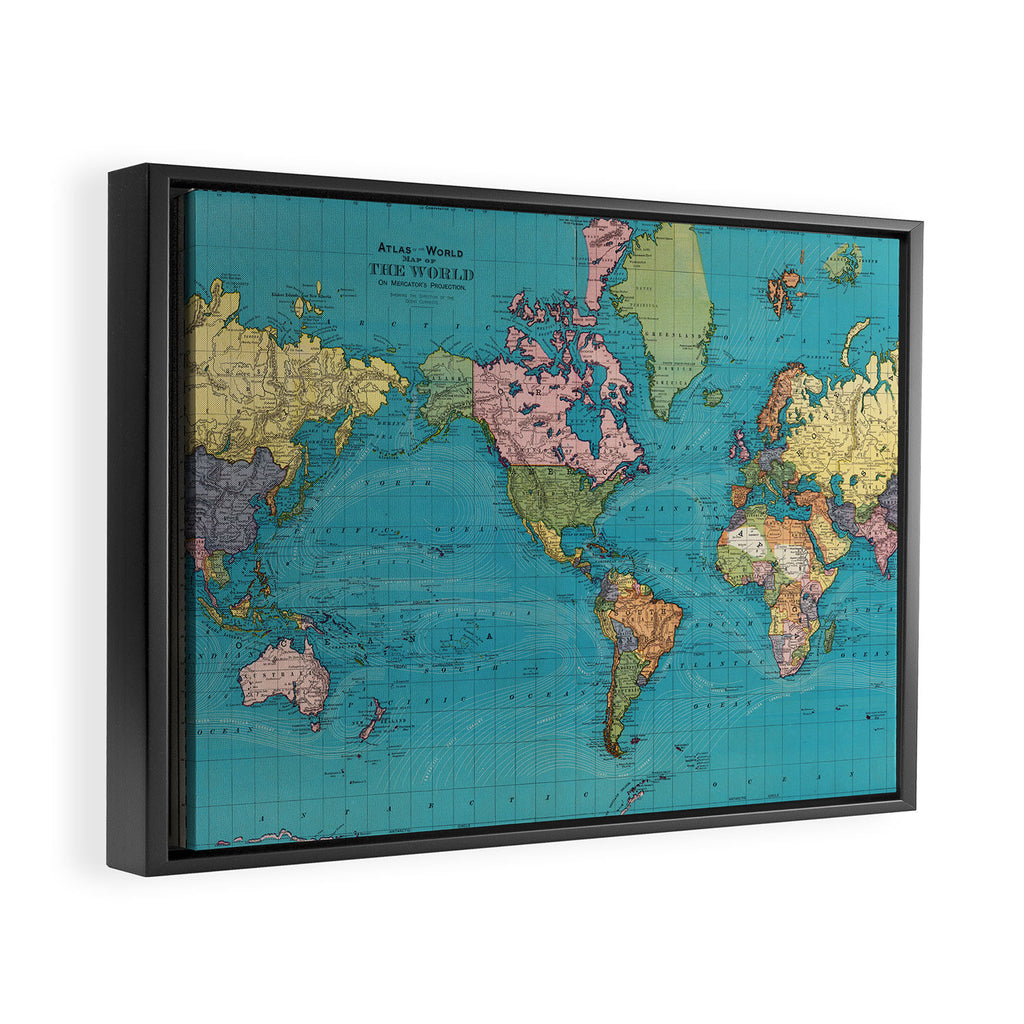 Vintage Map of The World (1897) Framed Canvas Print Gallery Image 6