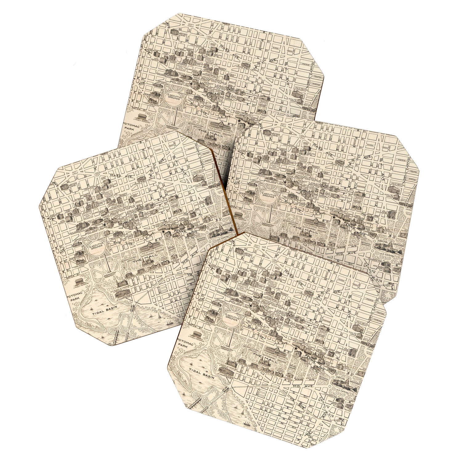 Vintage Map of Washington D.C. (1914) Coaster Gallery Image 1